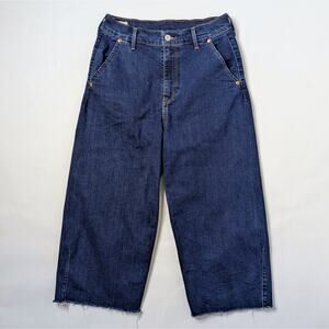 Levi's Engineered Jeans LEJ Balloon Leg 27 Blue Crop Raw Hem Y2K Barrel Baggy
